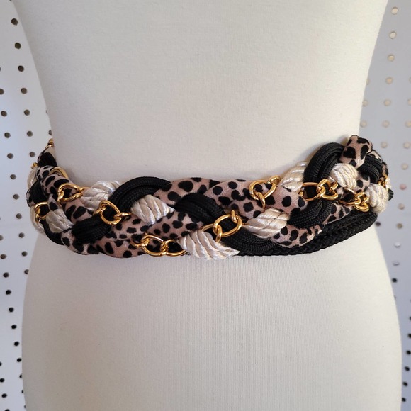 Vintage Accessories - Vintage 80s Braided Statement Belt 43" Gold Chain